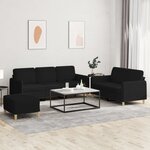 vidaXL Ensemble de canapés 3 Pièces avec coussins Noir Tissu