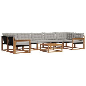 vidaXL Ensemble de canapés d'extérieur 8 Pièces Gris Naturel et Clair