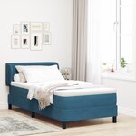 Lit à ressorts avec matelas vidaXL Bleu foncé 90x200 cm Velours