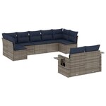 vidaXL Salon de jardin 9 Pièces avec coussins gris résine tressée
