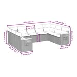 vidaXL Salon de jardin 9 Pièces avec coussins gris résine tressée