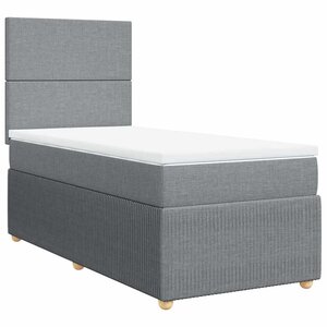 vidaXL Sommier à lattes de lit et matelas Gris clair 90x190 cm Tissu