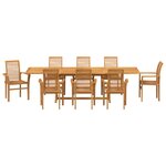 vidaXL Ensemble de salle à manger pour jardin 9 Pièces Marron