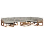vidaXL Ensemble de canapés d'extérieur 9 Pièces Gris Naturel et Clair