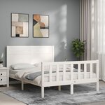 vidaXL Cadre de lit sans matelas blanc bois de pin massif