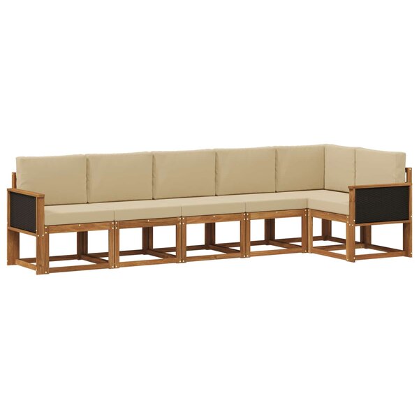vidaXL Ensemble de canapés d'extérieur 6 Pièces Naturel et Beige