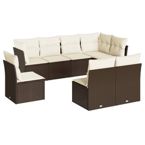 vidaXL Salon de jardin 8 Pièces avec coussins marron résine tressée