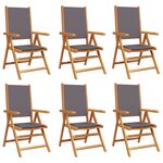 vidaXL Chaises inclinables de jardin lot de 6 tissu et bois massif