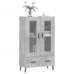 vidaXL Buffet haut gris béton 69 5x31x115 cm bois d'ingénierie