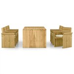 vidaXL Ensemble à manger de jardin 7 Pièces avec coussins pin imprégné