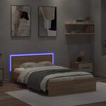 vidaXL Cadre de lit avec LED sans matelas chêne sonoma 135x190 cm
