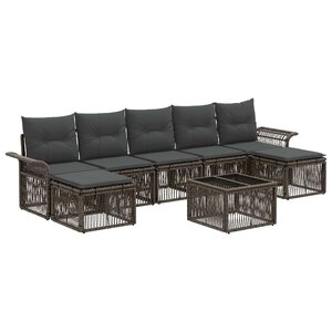 vidaXL Ensemble de canapé de jardin 8 Pièces Gris polyrotin