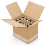 Caisse carton d'expédition pour bouteilles avec croisillons renforcés à montage manuel 6 bouteilles (lot de 20)