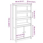 vidaXL Buffet haut Noir 80x35x154 cm Bois massif de pin