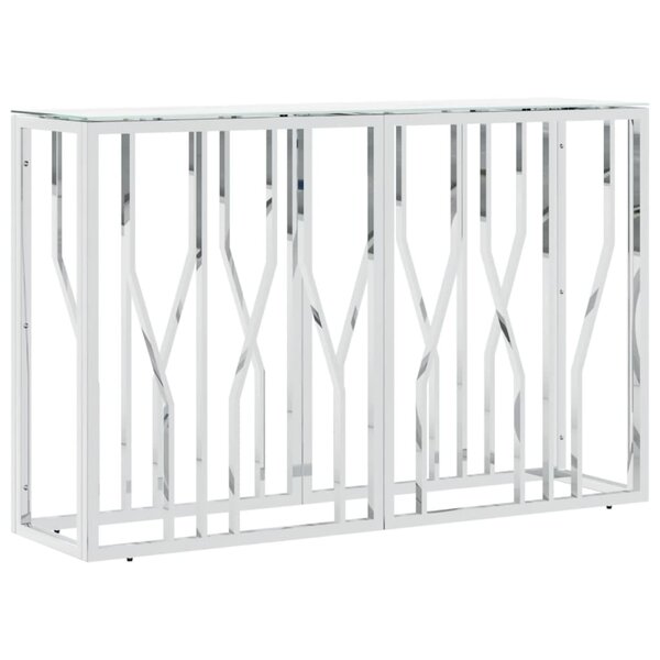vidaXL Table console argenté 110x30x70 cm acier inoxydable et verre