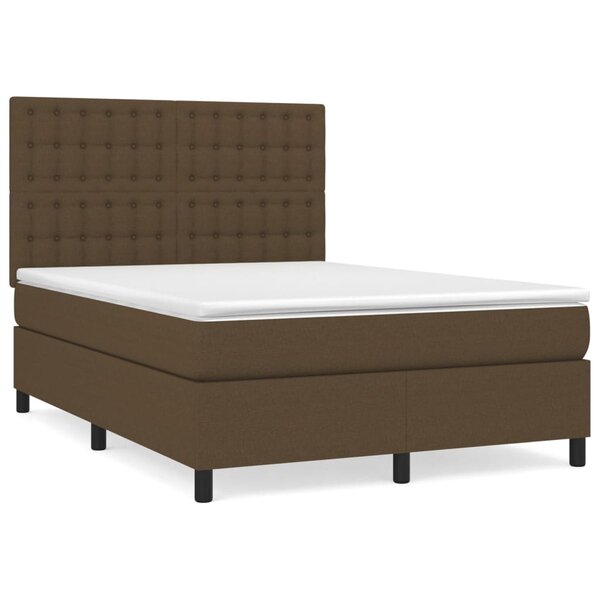 vidaXL Sommier à lattes de lit avec matelas Marron foncé 140x190 cm