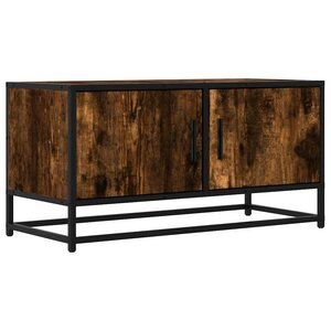 vidaXL Meuble TV chêne fumé 80x34 5x40 cm bois d'ingénierie et métal