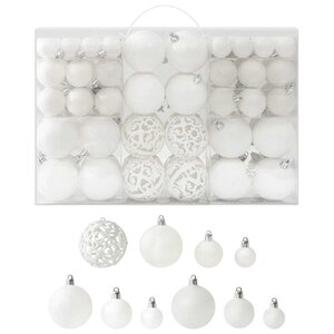 vidaXL Ensemble de boules de Noël 100 Pièces Blanc