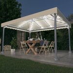 vidaXL Tonnelle avec guirlande lumineuse à LED 4x3 m Crème Aluminium