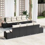 vidaXL Ensemble de canapé de jardin 9 pièces avec coussins en poly rotin noir