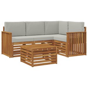 vidaXL Ensemble de canapés d'extérieur 5 Pièces Gris Naturel et Clair