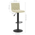 vidaXL Tabourets de bar lot de 2 crème velours