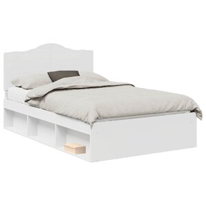 vidaXL Cadre de lit avec tête de lit Blanc 120 x 200 cm Pin massif