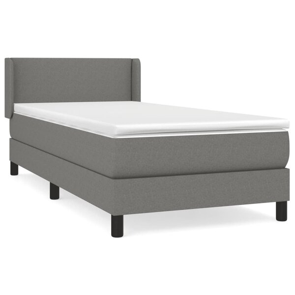 vidaXL Sommier à lattes de lit et matelas Gris foncé 90x190 cm Tissu