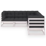 vidaXL Salon de jardin 5 Pièces avec coussins Bois de pin massif