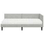 vidaXL Cadre de lit d'angle avec matelas 2 pc Gris clair 80 x 200 cm