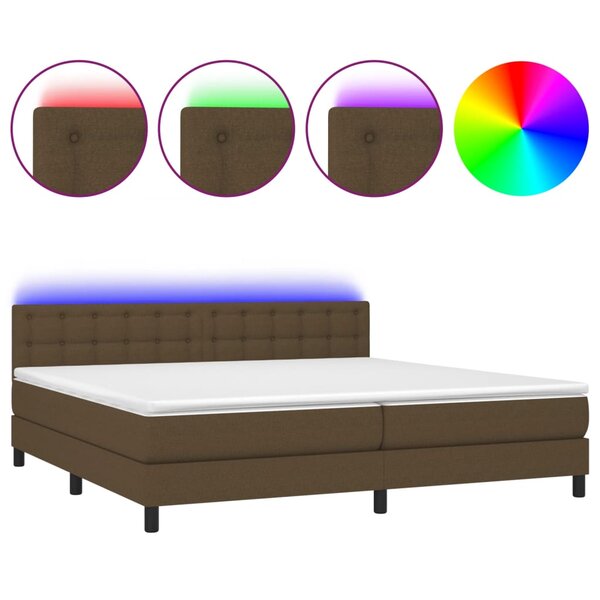 vidaXL Sommier à lattes de lit matelas et LED Marron foncé 200x200 cm