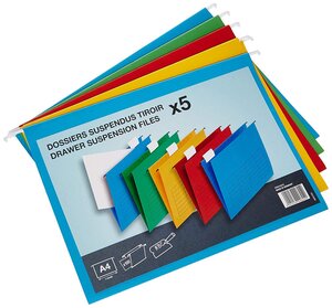 Lot de 5 dossiers suspendus fond V kraft assortis OXFORD