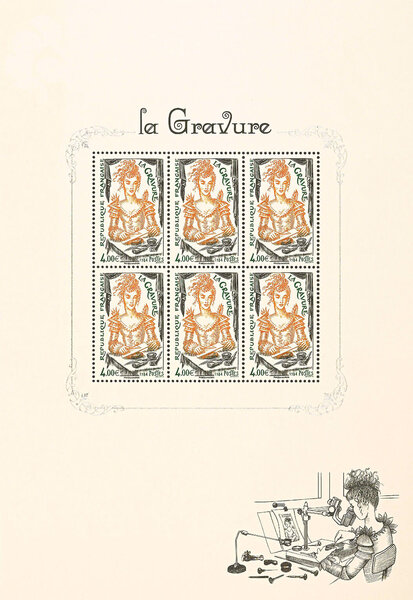 Bloc 6 timbres - Emission Spéciale - La Gravure