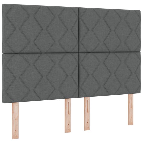 vidaXL Lit à ressorts avec matelas et lumière LED en gris foncé  140 x 190 cm  tissu