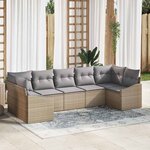 vidaXL Ensemble de canapé de jardin 7 Pièces Beige Poly rotin
