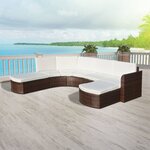 vidaXL Salon de jardin 4 Pièces avec coussins Résine tressée Marron
