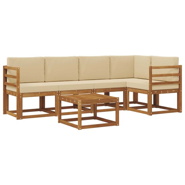 vidaXL Ensemble de canapés d'extérieur 6 pc Naturel et Beige