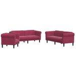vidaXL Ensemble de canapés 3 Pièces rouge bordeaux velours