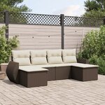 vidaXL Salon de jardin avec coussins 6 Pièces marron résine tressée