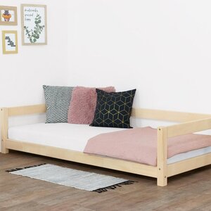 Lit simple sommier couleur bois naturel 120 x 200 cm