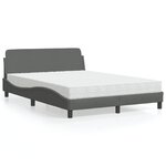 vidaXL Lit avec matelas gris foncé 120x200 cm tissu