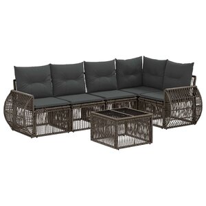 vidaXL Ensemble de canapé de jardin 6 pc Gris et Gris foncé polyrotin