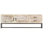 vidaXL Meuble TV Blanc 140 x 30 x 45 cm Bois d'acacia massif