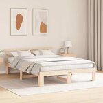 vidaXL Cadre de lit avec tête de lit Naturel 150 x 200 cm Pin massif