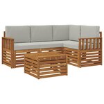 vidaXL Ensemble de canapés d'extérieur 5 Pièces Gris Naturel et Clair