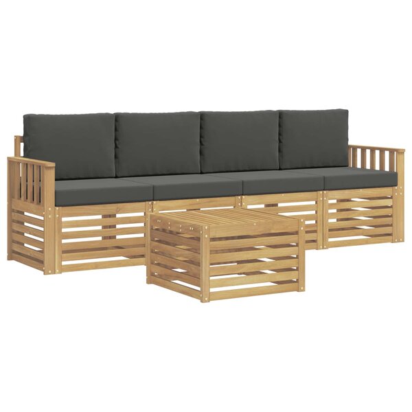 vidaXL Ensemble de canapés d'extérieur 5 Pièces Blanc et anthracite