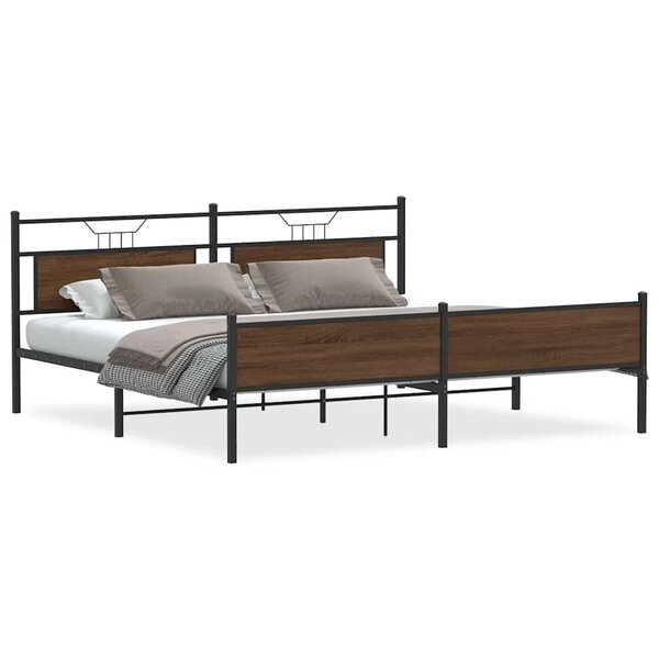 vidaXL Cadre de lit en métal sans matelas chêne marron 193x203 cm