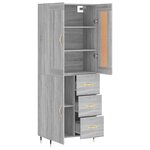 vidaXL Buffet haut Sonoma gris 69 5x34x180 cm Bois d'ingénierie
