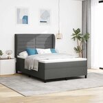 vidaXL Lit à ressorts avec matelas Gris foncé 160 x 200 cm tissu