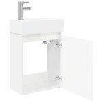 vidaXL Meuble de salle de bain avec robinet Blanc brillant